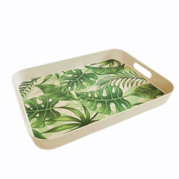 БОЛЬШОЙ ДЕКОРАТИВНЫЙ ПОДНОС БАМБУК 41x31см MONSTERA