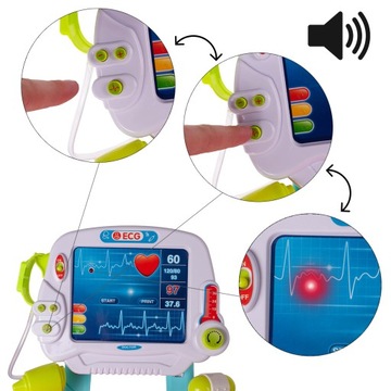НАБОР МАЛЕНЬКИЙ ДОКТОР ДОКТОР ДОКТОР НА КОЛЕСНОМ ЭКГ ДЛЯ ДЕТЕЙ СТЕТОСКОП
