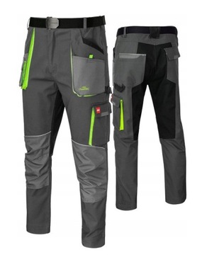 ELASTYCZNE spodnie robocze MĘSKIE MOCNE STRETCH SLIM odblaski bawełna r.46