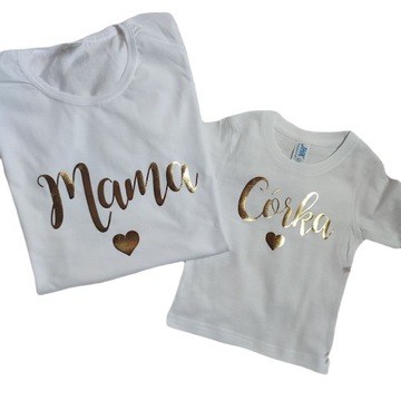 Koszulki dla Mamy i Córki Mama i Córka serduszko, Prezent na Dzień Mamy