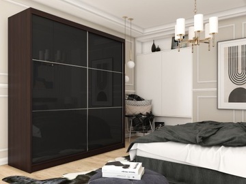 Szafa Przesuwna 200 Wenge / Czarny Lacobel WIWI