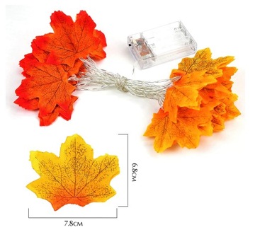 ОСЕННЯЯ ГИРЛЯНДИЯ ИСКУССТВЕННЫЕ ЛИСТЬЯ УКРАШЕНИЕ СВЕТОДИОДНАЯ ЛАМПА