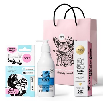 YOPE Zestaw| balsam do stóp |krem do rąk |balsam do ust | torebka GRATIS