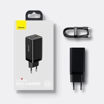ЗАРЯДНОЕ УСТРОЙСТВО BASEUS GAN3 PRO 2XUSB C 1XUSB 65 Вт PD3.0 QC4.0 AFC ЧЕРНЫЙ КАБЕЛЬ C-C