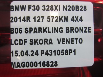 BMW 3 F30 F80 F31 SVĚTLO ZADNÍ LEVÝ W KRYT 63217372793 7372793