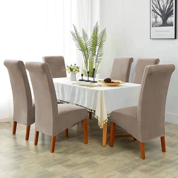 НАБОР ИЗ 4 ШТ. ЧЕХОЛЫ ДЛЯ СТУЛА XL COLOL БЕЖЕВЫЙ ПЛОТНЫЙ ВЕЛЮР