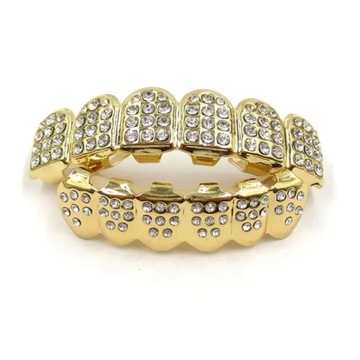 Nowy Fshion Hip Hop złoty kolor srebrny Iced Out CZ zęby Grillz Top Bottom