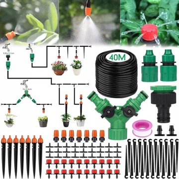 SYSTEM NAWADNIANIA KROPELKOWEGO ZESTAW LINIA KROPLUJĄCA NAWADNIANIE 40m DIY