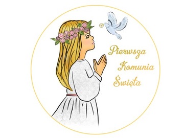 Dekoracyjny Opłatek na tort na Komunię Komunijny