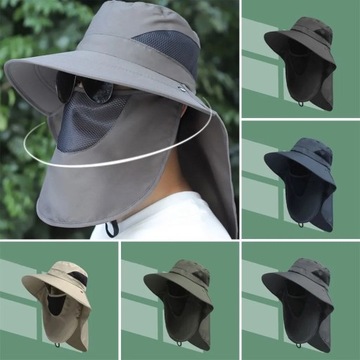 Летняя рыбацкая шляпа с маской для защиты от солнца на открытом воздухе с широкими полями для женщин