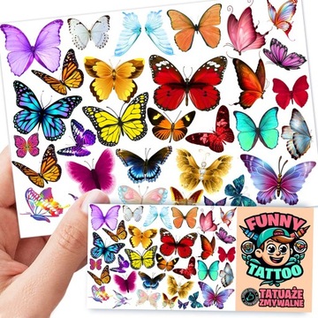 TATUAŻE ZMYWALNE DLA DZIECI MOTYLKI WZORY ORYGINALNE