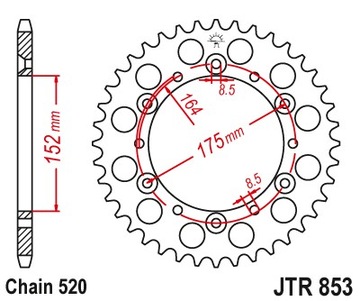 ЗВЕЗДОЧКИ JT ЗАДНЯЯ ВЕДУЩАЯ ЗВЕЗДОЧКА JTA853.44BLK