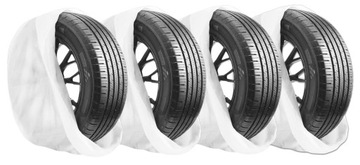 WOREK WORKI NA OPONY KOŁA 4 SZT KOMPLET BIAŁE POKROWCE + RĘKAWICE