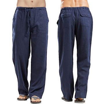 Moda Casual Męskie Lniane Spodnie Proste Oddychająca Luźny, 4XL