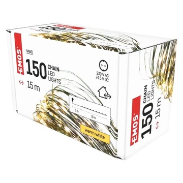 LAMPKI choinkowe DRUCIK diody NITKI ŁEZKI CIEPŁE ŚWIATŁO 15M 150 LED +TIMER
