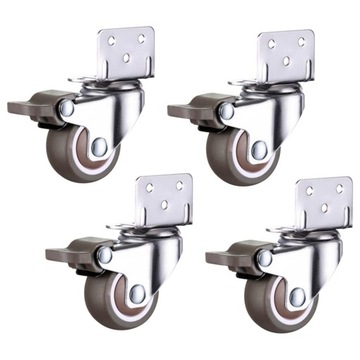 4Pcs L Shaped Plate Swivel Caster Rubber Wheel Mute Side Mount Rotate 2.5cm