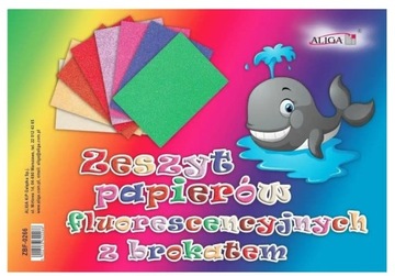 Zeszyt PAPIERÓW KOLOROWYCH fluorescencyjnych brokat Aliga 8 kol. B5