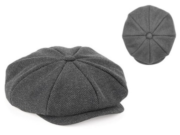 CZAPKA KASZKIET Z DASZKIEM JODEŁKA STYL RETRO SZARY ELEGANCKI UNISEX S/M