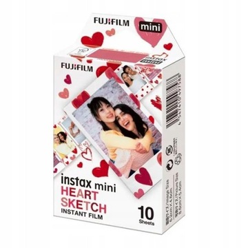 Вставки Instax MINI Heart Sketch 10 ФОТО Пленка 11 12 Сердец, Розовые Сердца