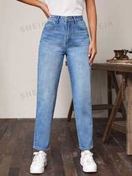 SHEIN SPODNIE DAMSKIE MOM FIT NIEBIESKIE JEANSOWE ROZM W30 140