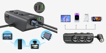 Wideorejestrator samochodowy z kamerą cofania przód tył Manta + Rozdzielacz