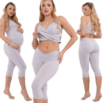 FORMOMMY LEGGINSY CIĄŻOWE GETRY SPODNIE RYBACZKI Z NISKIM STANEM S