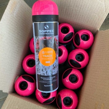 РАСПЫЛИТЕЛЬНАЯ ГЕОДЕЗИЦИОННАЯ КРАСКА SOPPEC FLUO РОЗОВАЯ 12 ШТ.
