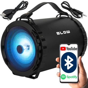 MOCNY GŁOŚNIK BLUETOOTH USB SD AUX RADIO FM PRZENOŚNY LED BAZOOKA KARAOKE