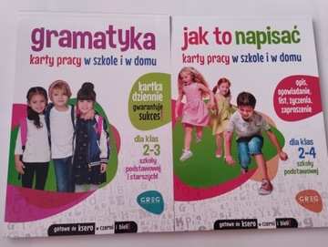 KARTY PRACY Jak to napisać + Gramatyka x2 GREG nauka
