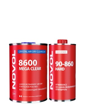 Lakier bezbarwny o wysokim połysku 8600 MEGA CLEAR NOVOL 1L + utw. 90-860