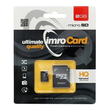 SUPER JAKOŚĆ KARTA PAMIĘCI IMRO MICROSD 2GB Z ADAPTEREM SD