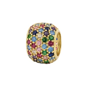 charms złoty okrągły kolorowy cyrkonie romby złoto 14k 585 boho 1,61g