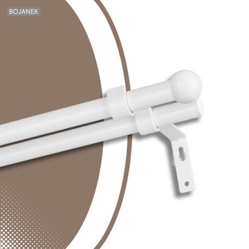 KARNISZ PODWÓJNY BIAŁY 200 cm / Ø 16 + 16 mm BOJANEK STUDIO LOFT MATOWY