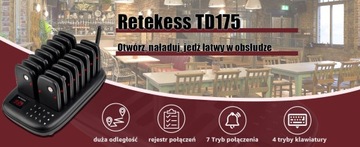 Retekess TD175 Пейджер для ресторана, Пейджинговая система, 16 пейджеров