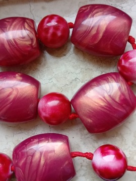 Розовые длинные жемчужные бусины в стиле бохо, блестящие малиново-красные пластиковые 99