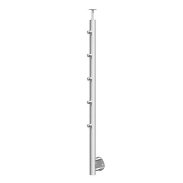 Słupek balustrady do montażu bocznego Ø42,4 x 1170 mm, 5 x Ø12,0 mm - zewn.
