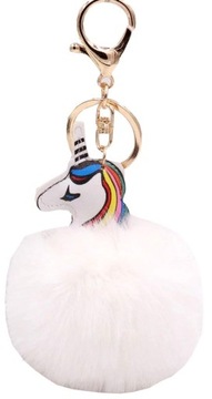 Brelok unicorn do kluczy torebki jednorożec pompon