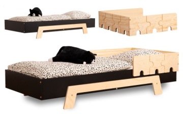 Кровать детская PUZZLE BLACK BR1 100х180 ДЕРЕВЯННАЯ