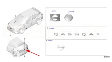 NISSAN QASHQAI J12 2021+ LOGO ZNAK NOVÝ ID515 OE 90890-6US0A