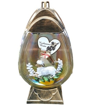 Wielkanocny Znicz TĘCZOWY lampion WKŁAD na GRÓB Z DEDYKACJĄ ZŁOTA WIELKANOC