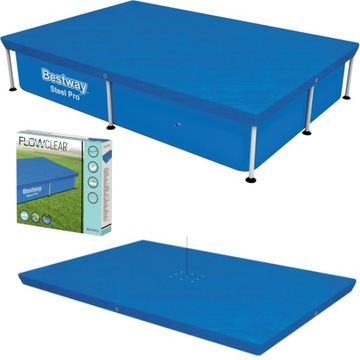 OSŁONA NA BASEN BESTWAY PROSTOKĄTNA 221x150 CM DUŻA POKRYWA PLANDEKA OGRÓD