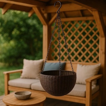 DONICZKA WISZĄCA NA KWIATY KWIETNIK BALKON TARAS ELEGANCKA IMITACJA RATANU