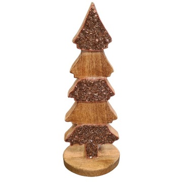 CHOINKA DREWNIANA miedziane cekiny wys 38 cm