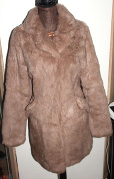 OCHNIK futro futerko z królika xs 34 36 s kurtka płaszcz beżowe szare