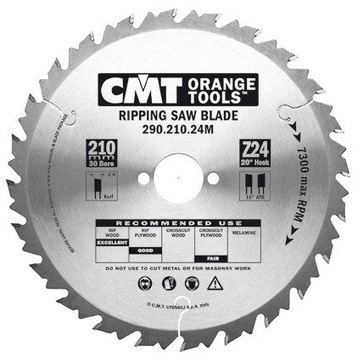 CMT Piła Tarcza HM 210x25x2,8/1,8 Z=24 290.210.24L