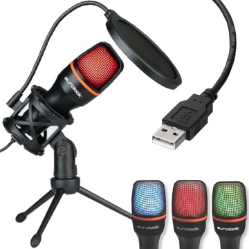 Mikrofon do Komputera Gamingowy USB Studyjny RGB