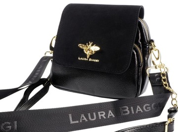LAURA BIAGGI Damska Torebka ELEGANCKA Pojemna Listonoszka Czarna