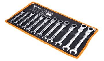 КЛЮЧИ С РАЗЪЕМНЫМ КОЛЬЦОМ С ТРЕЩОТКОЙ, НАБОР КЛЮЧЕЙ ДЛЯ СЛОМА, 12 ШТ. 8-19 мм КрВ