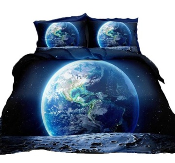 Pościel 160x200 Kosmos Planeta ziemia/szara