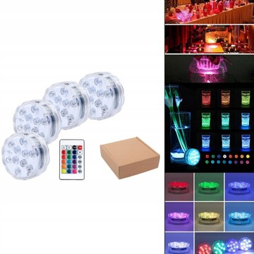 Красочные погружные светодиодные фонари RGB, водонепроницаемые 4